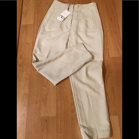 Zara beige darted high rise trousers - Picture 5 of 7